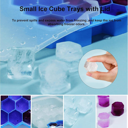 Ice Cube Trays for Freezer with Lid-37 Grid Silicone for Small Ice Cube Molds,Easy-Release Reusable in Organizer Bins or Ice Bucket for Cocktail Bar or Iced Coffee Cup5