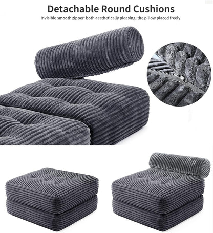 3-In-1 Folding Sofa Bed, 34" Detachable Foldable Chair Bed Sleeper6