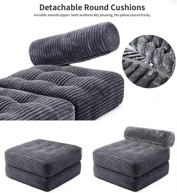 3-In-1 Folding Sofa Bed, 34" Detachable Foldable Chair Bed Sleeper6