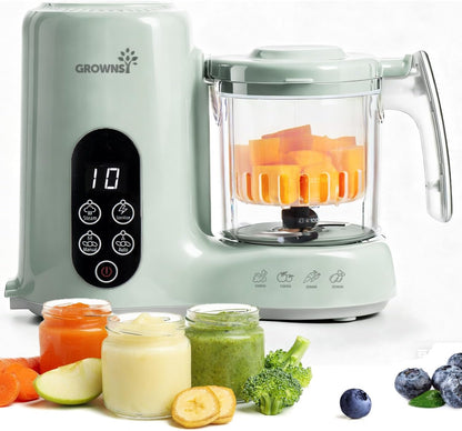 Baby Food Maker, Steamer & Blender Baby Food Processor, Green | Bpa-Free Elevated Steam Basket, Healthy Homemade Baby Food Purees, Starting Solids & BLW, Baby Feeding Essentials, 6+ Months1
