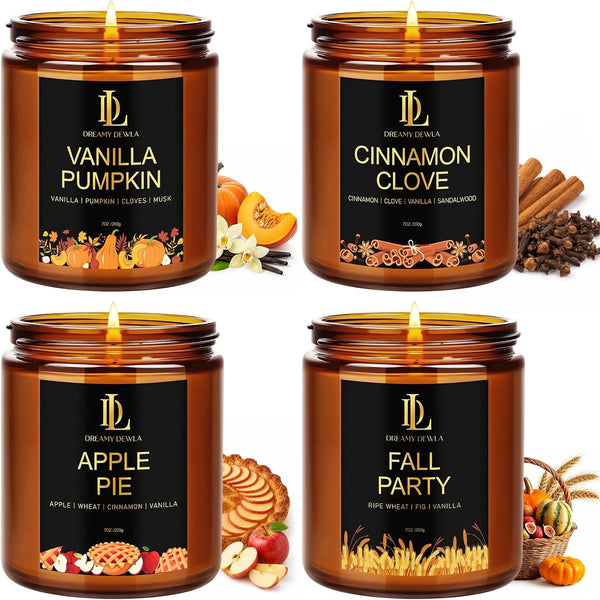 Fall Candles Set for Home Scented, 4 Pack 28Oz, Soy Wax1
