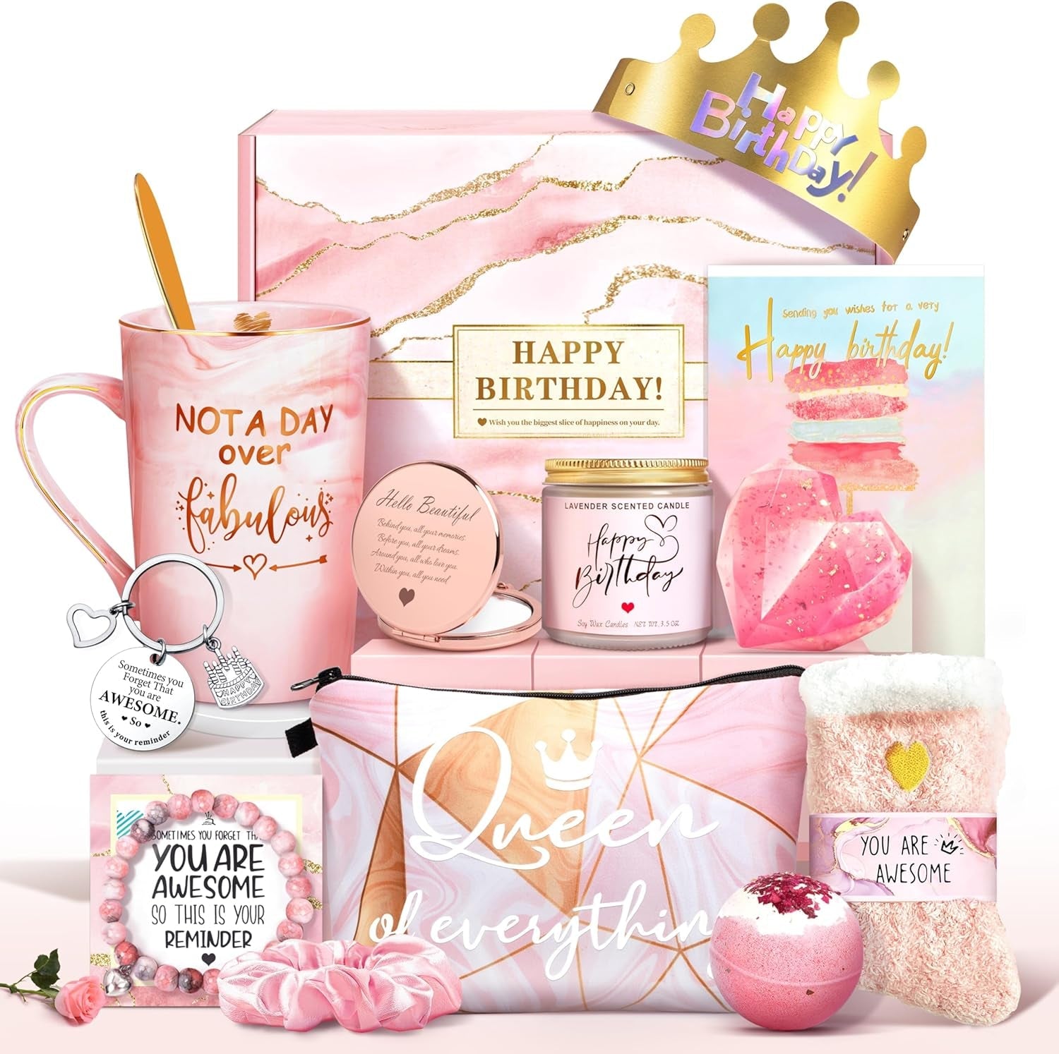 not-a-day-over-fabulous-mug-gifts-set-birthday-gifts-for-women-funny-birthday-gift-ideas-for-her-friends-coworkers-her-wife-mom-daughter-sister-aunt-ceramic-marble-mug-14-oz