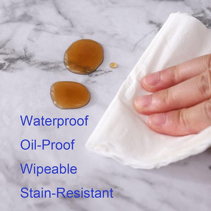 round Vinyl Fitted Tablecloth with Flannel Backing Elastic Edge Design Table Cover Waterproof Oil-Proof PVC Table Cloth Stain-Resistant Best for 37"-44" Round5