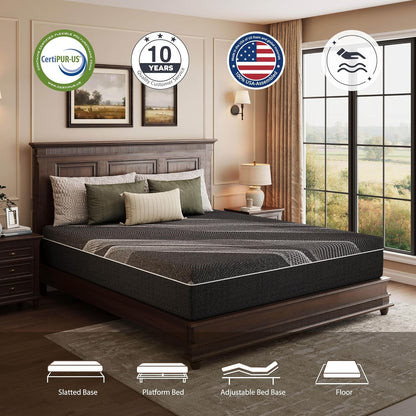 King Size Mattress, 12 Inch Gel Memory Foam, Medium Firm2