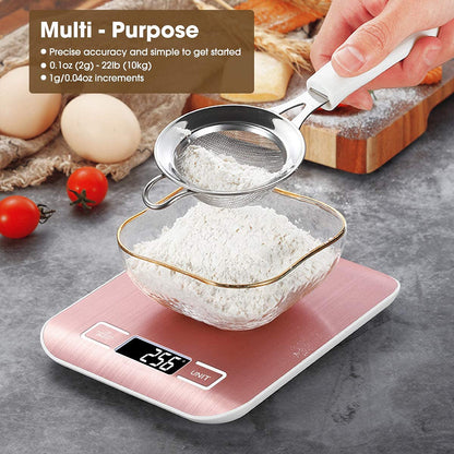 Food Scale Pink, 10Kg/22Lb Digital Kitchen Scale Weight Grams and Oz for Baking and Cooking, 1G/0.1Oz Precise Graduation, Easy Clean Stainless Steel6