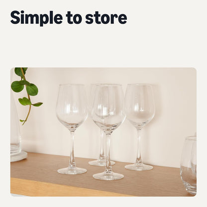 Stemmed White Wine Glasses, 12 Oz., Dishwasher-Safe, 4-Piece Set5