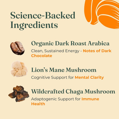 Four Sigmatic Organic Focus Mushroom Ground Coffee | Dark Roast, Organic Coffee with Lion'S Mane & Chaga Mushroom for Mental Clarity & Energy Support | 12Oz Bag5