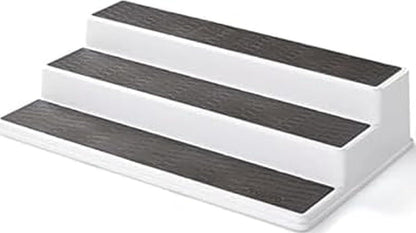 3-Tier Spice Rack Organizer for Cabinet - 15 Inch Non-Skid Pantry Organizer and Storage Shelf for Spices, Canned Goods, Seasonings - White and Gray Kitchen Cabinet Organizer1