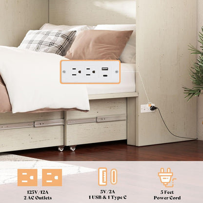 Full Murphy Bed with Storage & Charging Station6