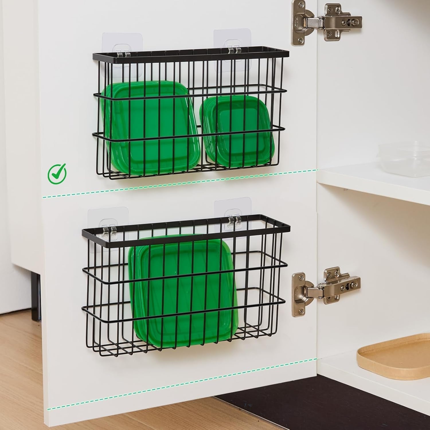 2-pack-cabinet-door-organizer-self-adhesive-lid-organizers-inside-cabinet-storage-boxes-hanging-storage-basket-organizer-wall-mounted-pantry-caddy-cup-holder-for-kitchen-fridge-bathroom