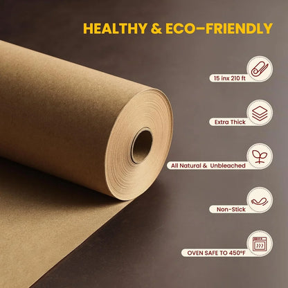 Unbleached 15In X 210Ft Parchment Paper Roll for Baking- 262 Sq.Ft with Built-In Metal Cutter, Non-Stick & 450°F Safe for Baking,Cooking, Air Fryer, Grilling, Meal Prep2