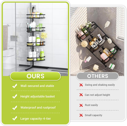 Standing Shower Caddy Corner - Rustproof Bathroom Shower Stand Shelf3