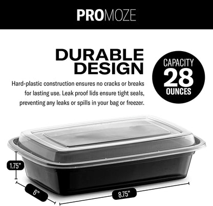 50-Pack Reusable Meal Prep Containers Microwave Safe Food Storage Containers with Lids, 28 Oz - 1 Compartment Take Out Disposable Plastic Bento Lunch Box to Go, BPA Free - Dishwasher & Freezer Safe3