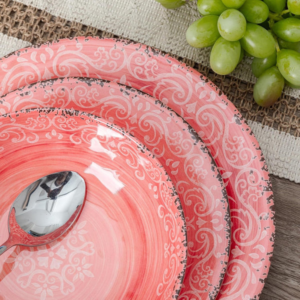 Farmhouse Rustic Melamine Dinnerware Set, 12 Piece Service for 42
