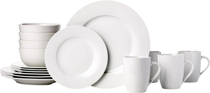 16-Piece Porcelain Dinnerware Set, Microwave and Dishwasher Safe, Service for 4, Plates, Bowls and Mugs, White1