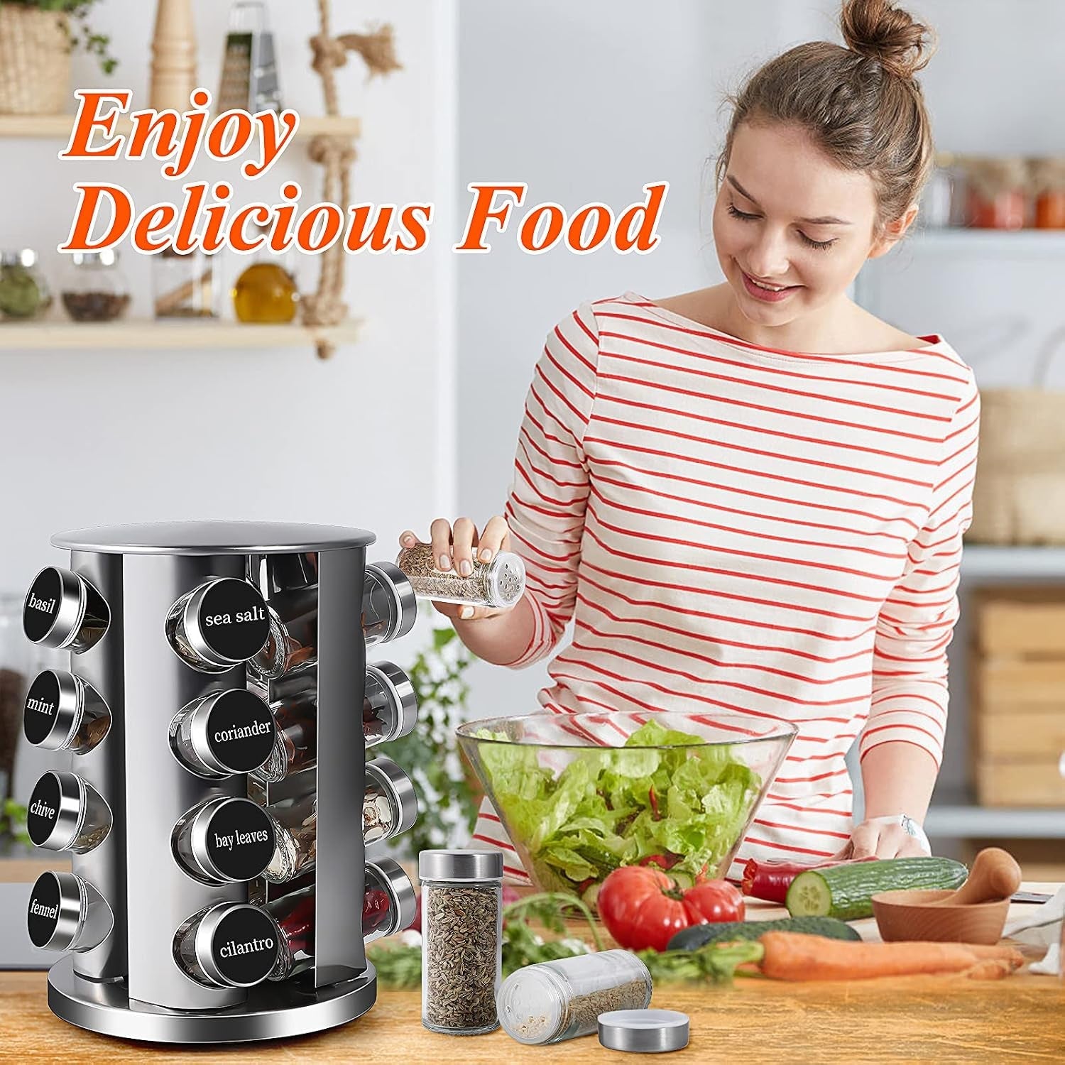 revolving-countertop-spice-rack-stainless-steel-seasoning-storage-organization-spice-carousel-tower-for-kitchen-set-of-16-jars-16jars