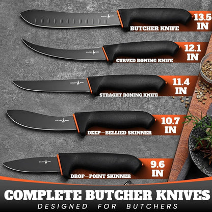 Butcher Knife Set - Non-Slip Skinning Knife Set with Roll Bag | Professional Game Processing Knives Sets - Butcher & Skinning Boning Knives with German Stainless Steel, Gift for Men5