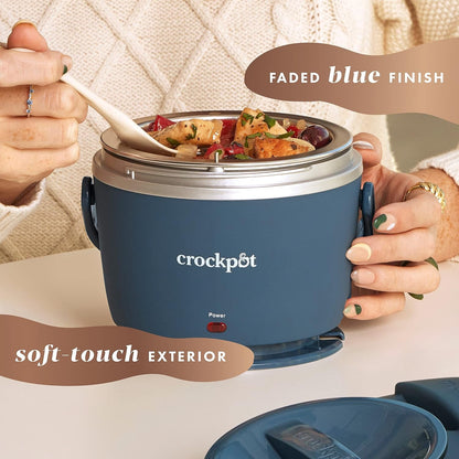 Crock-Pot 20Oz Portable Electric Food Warmer, Personal Lunch Box Keeps Food Spill-Free & Warm, Ideal for Travel, Work, Car, On-The-Go, Dishwasher-Safe, Giftable, Faded Blue5