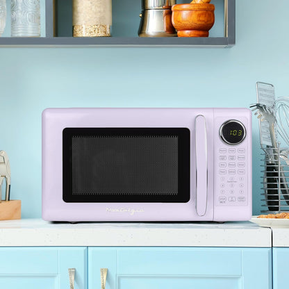 Modern Retro Compact Countertop Microwave Oven - 0.7 Cu. Ft. - 700-Watts with LED Digital Display - Child Lock - Easy Clean Interior - Lavender6