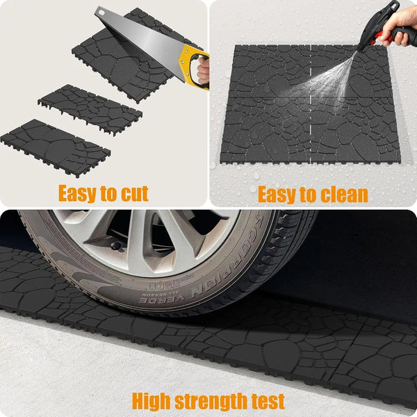 44-Pack Interlocking Deck Tiles, 12"X12" Stone Texture PP Waterproof Flooring, All-Weather Anti-Slip Patio Tiles for Indoor/Outdoor,Poolside, Garden, Balcony, Patio,Easy DIY Installation,Gray3