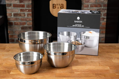 3-Piece Stainless Steel Mixing Bowl Set – Nesting Metal Bowls for Baking, Cooking, and Meal Prep – Durable & Dishwasher Safe3