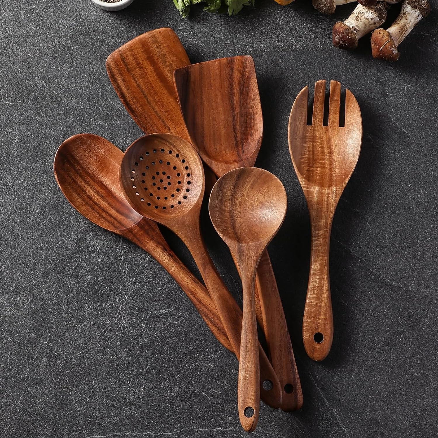 6-piece-natural-teak-wooden-utensils-set-wooden-spoons-set-for-cooking-heat-resistant-natural-healthy-spatula-set-with-hanging-holes-durable-scratch-free-handcrafted