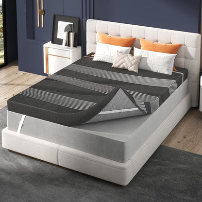 3 Inch Twin XL Mattress Topper Memory Foam, Cooling Gel & Non-Slip Straps | College Dorm Essentials, Pressure Relief & All Night Comfort, Certipur-Us1