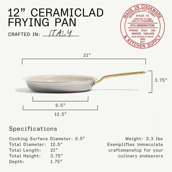 Made in Cookware - 12" Ceramic Non Stick Frying Pan (Antique Brass Handle) - 5-Ply Stainless Clad with Stay-Cool Handle - Professional Cookware - Crafted in Italy - Induction Compatible3