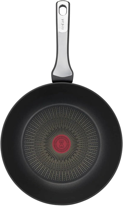 Tefal Unlimited On, Premium Cookware, 28 Cm Wok Pan, Uk'S Longest Lasting Non-Stick, Frying Pan, Heat Indicator, Induction Hob Compatible, Dishwasher Safe, Aluminium, Black, G25919AZ2