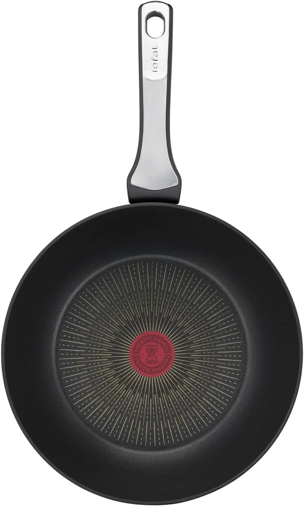 Tefal Unlimited On, Premium Cookware, 28 Cm Wok Pan, Uk'S Longest Lasting Non-Stick, Frying Pan, Heat Indicator, Induction Hob Compatible, Dishwasher Safe, Aluminium, Black, G25919AZ2