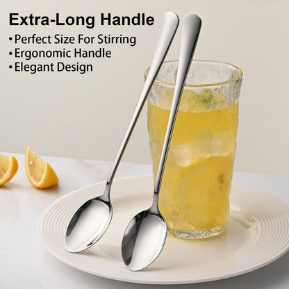 7.5 Inches Stainless Steel Iced Tea Spoons,Set of 8 Long Stirring Spoons for Coffee,Cocktail,Ice Cream,Long Handle Iced Teaspoons,Latte Spoons for Mixing4