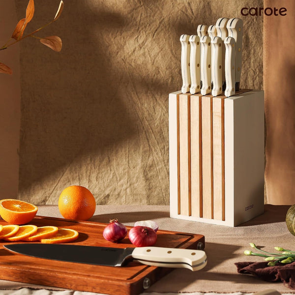 11-Piece Kitchen Knife Set with Magnetic Wood Block, Beige8