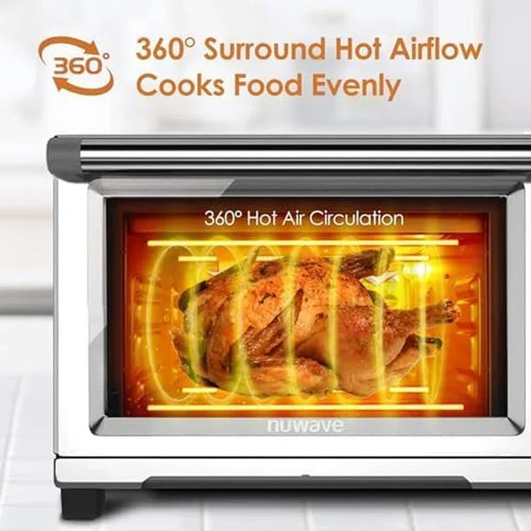 Bravo Air Fryer Toaster Smart Oven, 12-In-1 Countertop Convection | 30-QT XL Capacity, 50°-500°F Temperature Controls, Top and Bottom Heater Adjustments 0%-100%, Brushed Stainless Steel Look4