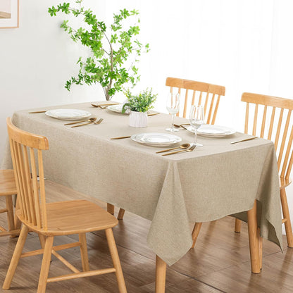 Faux Linen Tablecloth Rectangle - Beige Tablecloths Fabric Waterproof Spill-Proof Wrinkle and Stain Resistant Decorative Farmhouse Table Cover for Kitchen Dining Party, 54 X 108 Inch5