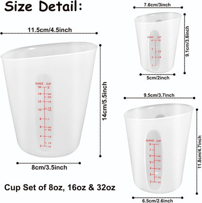 3 Pieces Large Silicone Measuring Cups Flexible Chocolate Melting Cups with 4 Pieces Silicone Jar Spatulas for Home Baking2