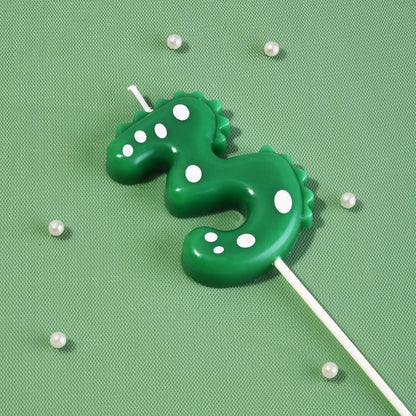 2.76 Inch Green Dinosaur 3 Number Birthday Candles, Dinosaur Number Candles, Cake Number Candles, Party Celebration2