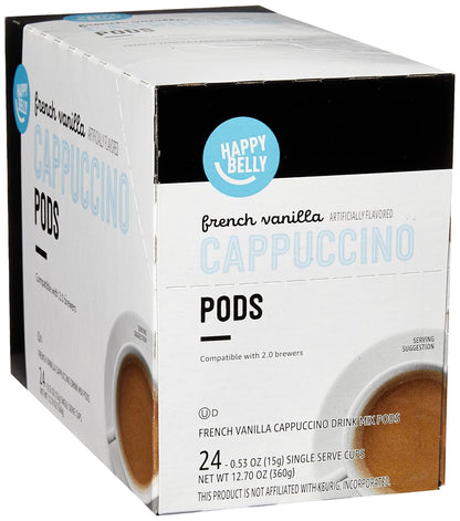 Cappuccino Coffee Pods Light Roast Compatible with 2.0 K-Cup Brewers, French Vanilla Flavored, 24 Count, 12.7 Ounce1