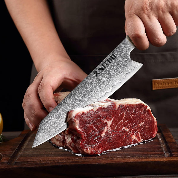 XITUO 8 Inch Kiritsuke Chef Knife, Japanese VG10 Damascus Steel – Professional Kitchen Knife for Meat & Sushi, Octagonal Stabilized Wood Handle, Gift Box8