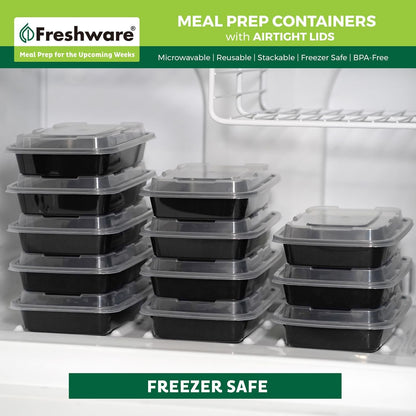 Meal Prep Containers [50 Pack] 1 Compartment with Lids, Food Storage Containers, Bento Box, BPA Free, Stackable, Microwave/Dishwasher/Freezer Safe (24 Oz)8