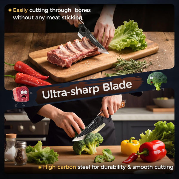 3PCS Butcher Knife Set, Hand Forged Kitchen Chef Knife Set Gift2
