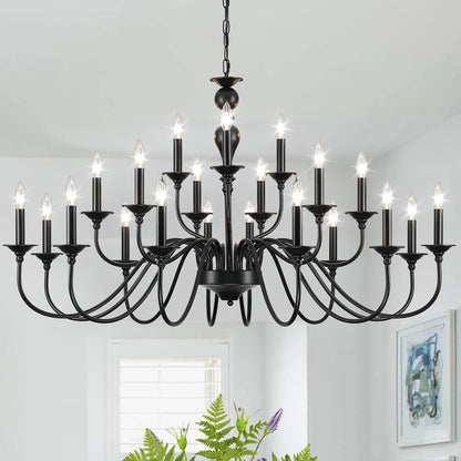 Black Chandelier 21 Light, Large Farmhouse Chandeliers for Dining Room 49"1