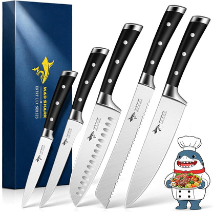 Kitchen Knife Set 5 Piece,Chef Knife Set with Ergonomic Handle | Professional Kitchen Knives for High Carbon Stainless Steel Knives Set , Cooking Knives Sets with Gift Box1