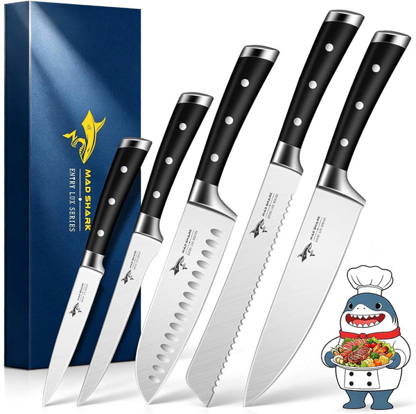 Kitchen Knife Set 5 Piece,Chef Knife Set with Ergonomic Handle | Professional Kitchen Knives for High Carbon Stainless Steel Knives Set , Cooking Knives Sets with Gift Box1