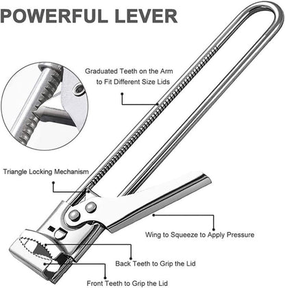 Master Jar & Bottle Opener,Adjustable Multifunctional Stainless Steel Can Opener Jar Lid Gripper,Manual,Kitchen Accessories（Silver）2