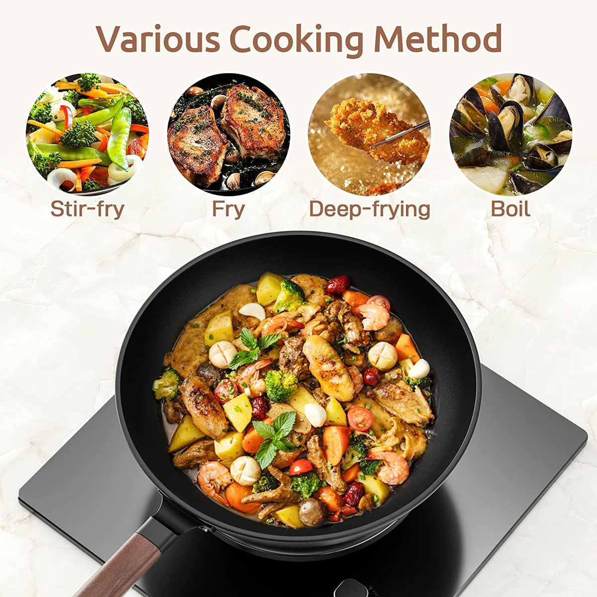 carbon-steel-wok-13-inch-pre-seasoned-non-stick-with-lid-and-spatula-flat-bottom-ideal-for-stovetop-cooking