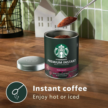Starbucks Premium Instant Coffee Dark Roast, 3 Tins 3.17 Oz | 100% Arabica Premium Instant and Microground Coffee; Dark Roast; 3 Tins, 3.17 Oz Each2