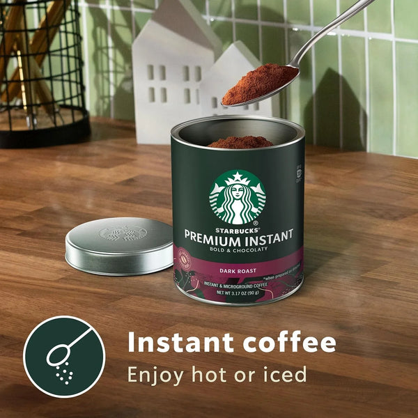 Starbucks Premium Instant Coffee Dark Roast, 3 Tins 3.17 Oz | 100% Arabica Premium Instant and Microground Coffee; Dark Roast; 3 Tins, 3.17 Oz Each2