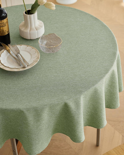 Faux Linen round Tablecloths 60 Inch, Waterproof Decorative Washable Texture Rustic Circle Table Cloth Cover for Dining Kitchen Party Farmhouse Outdoor(Round (2-4 Seats),Sage Green)2