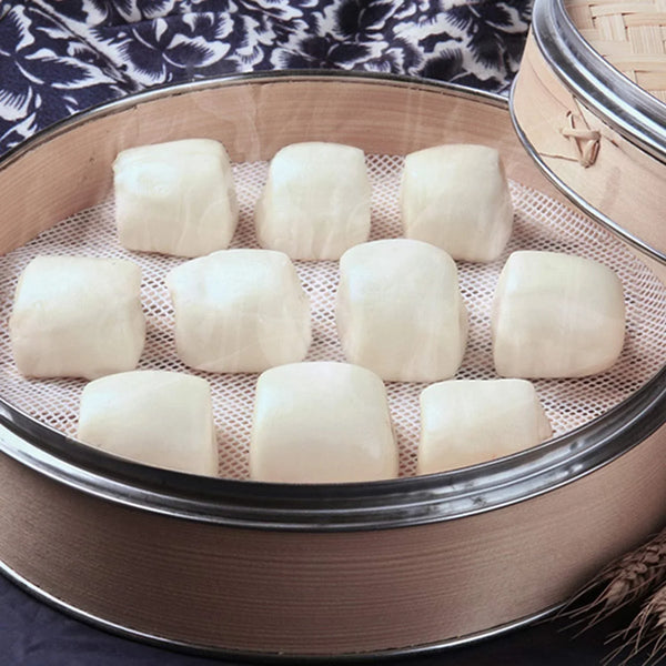 10 Inch Silicone Bamboo Steamer Liners - Non-Stick, Reusable Steamer Mesh Mats for Steamed Buns, Dumplings, Veggies, Dim Sum, Momo, Rice, and Fish - Food Grade BPA Free (4Pcs)4