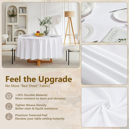 White round Tablecloths 6-Pack, 120 Inches in Diameter, Reusable & Washable Table Cloths for 30-72 Inch round Tables, Polyester Fabric Tablecloth for Wedding, Party, Banquet4